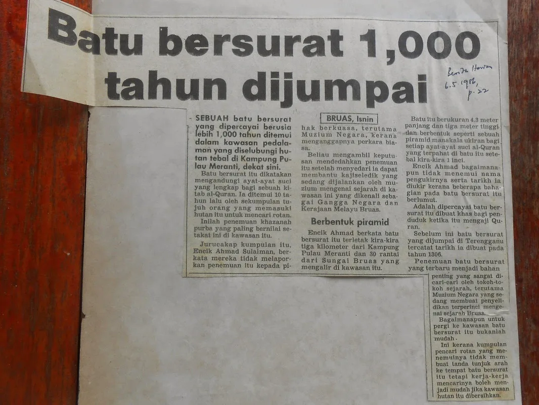 batu bersurat beruas dijumpai