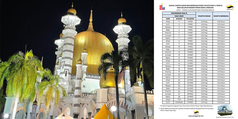 Jadual Imsak Dan Berbuka Puasa Negeri Perak Ramadan 1446 H / 2025 M