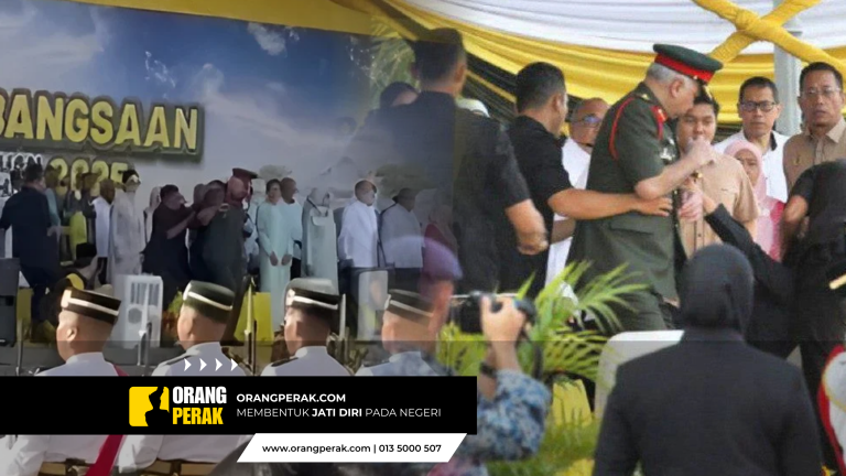 Sultan Perak Dipeluk Individu Tidak Dikenali Sewaktu Upacara Sambutan Hari Kebangsaan Negeri Perak